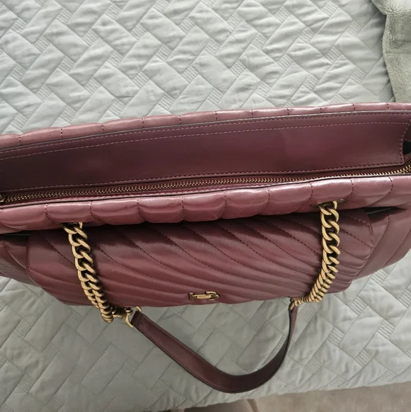 Henri Bendel Burgundy Purple Zip Tote Bag